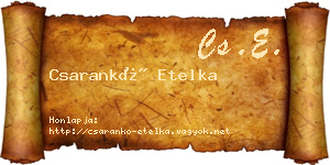 Csarankó Etelka névjegykártya